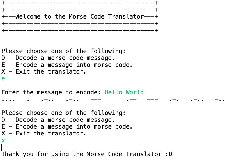 Morse Code Encoder and Decoder